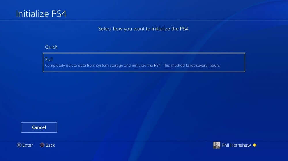 how to factory reset ps4