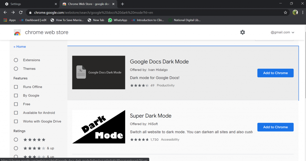 google docs dark mode