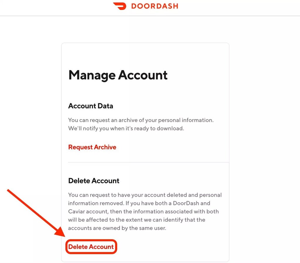how to delete doordash account
