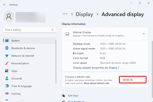 Adjust the Screen Refresh Rate