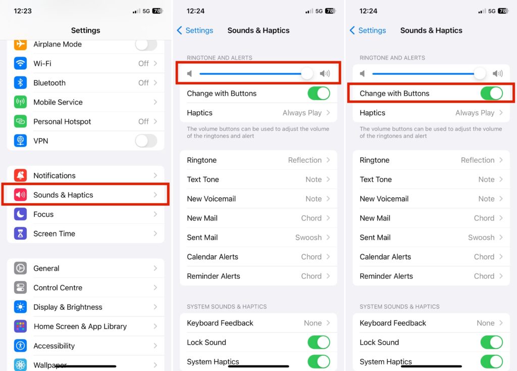 Adjust the Speaker Volume Using Sounds & Haptics