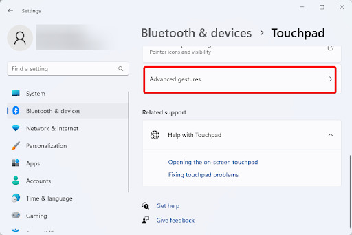 Edit Advanced Gesture Controls