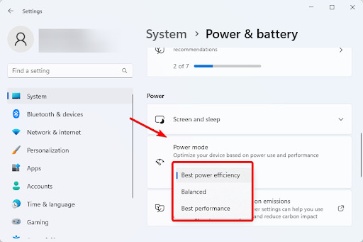 Edit the Power Mode