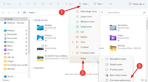 Show File Name Extensions