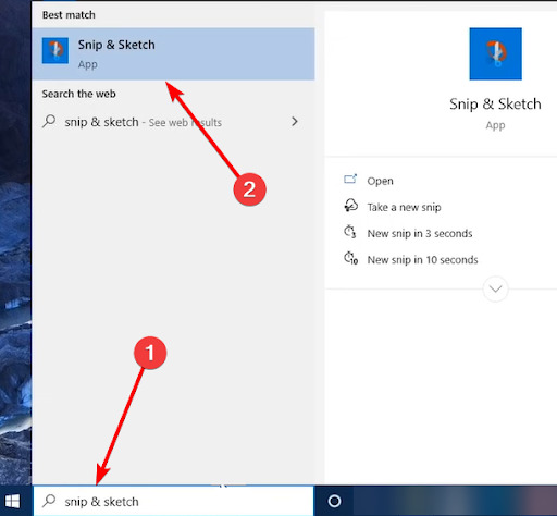 Take screenshot The Snip & Sketch Tool ( Windows 10 )