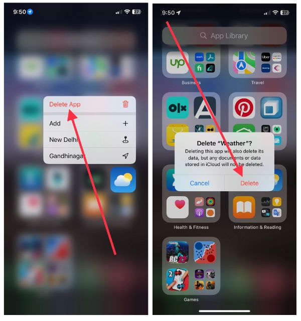 Uninstall and Reinstall Weather App