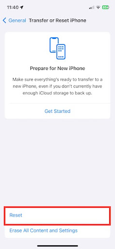 Resetting Network Settings on iphone