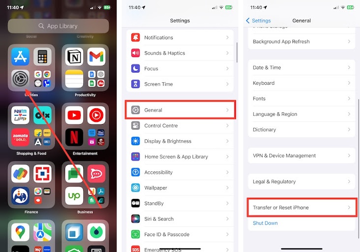 Resetting Network Settings on iphone