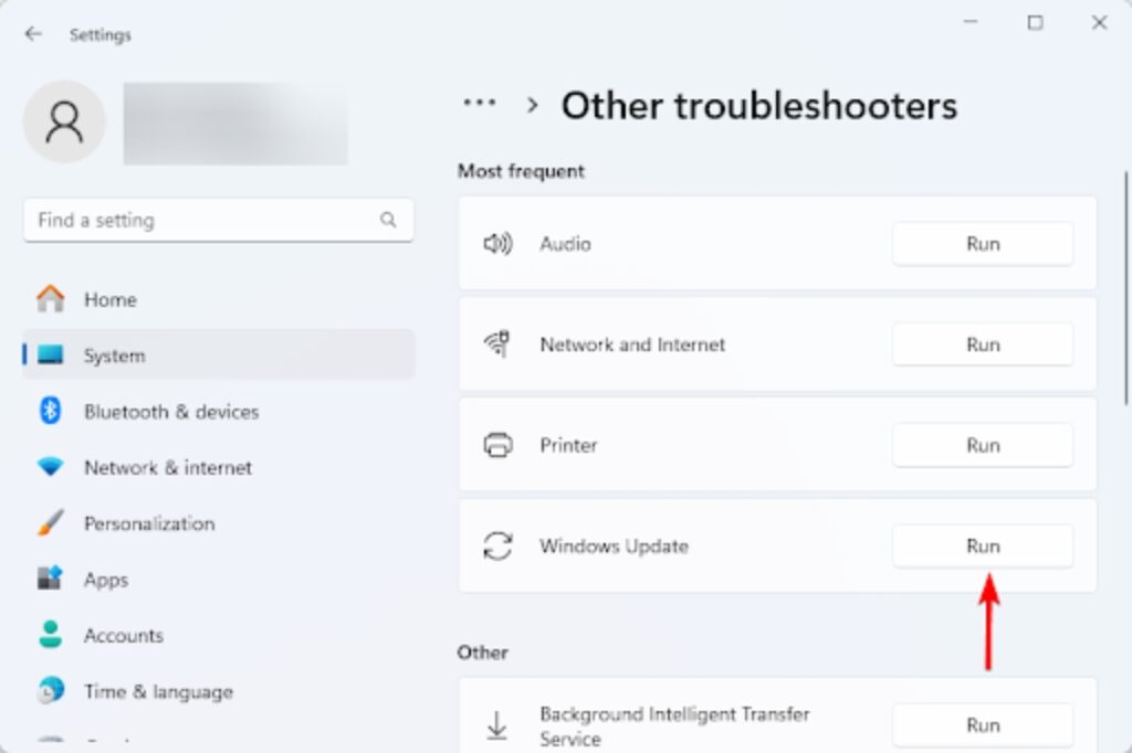 Run the Windows Update Troubleshooter