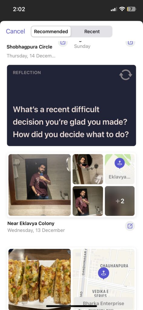 Embrace Recommended Entries in Journal App