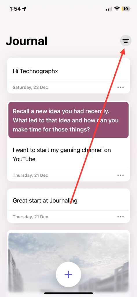Sort Journal Entries by Images, Locations, and Text