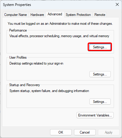 System property Settings