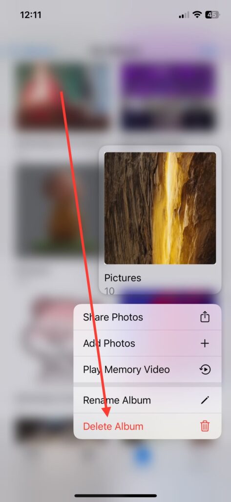 To delete albums