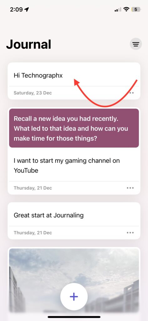 journal entry that you want to edit