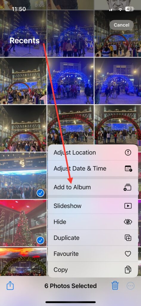 select Add to Album