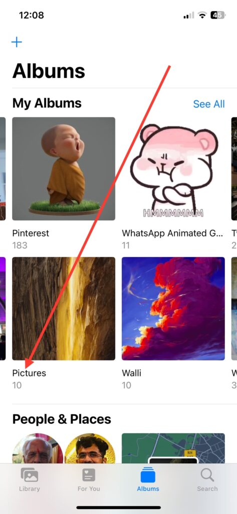 select any album and open a picture