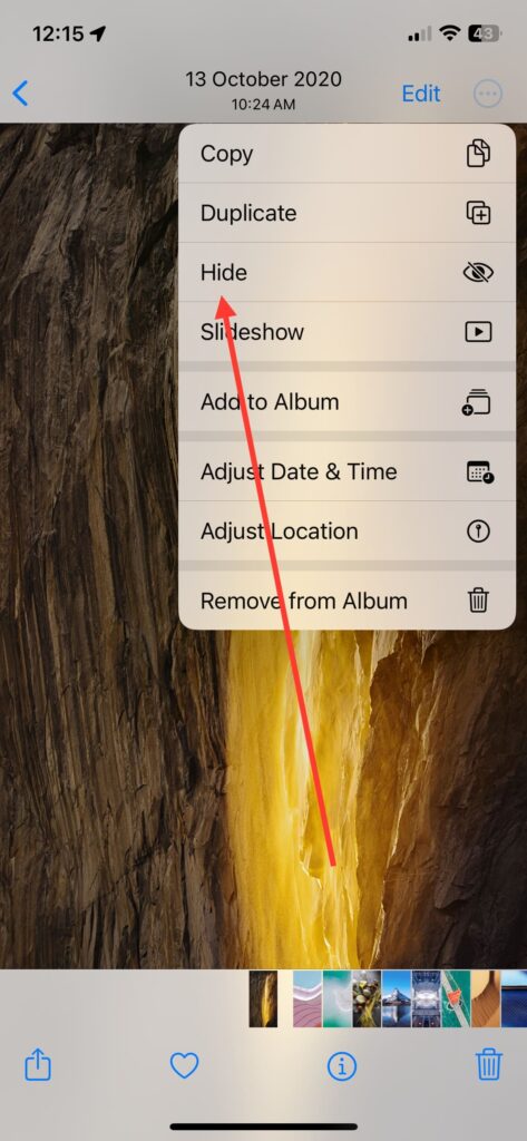 To hide photos on iphone
