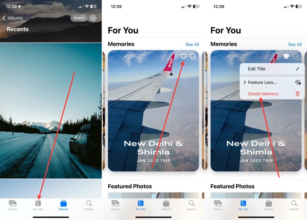 Utilise Memories Feature