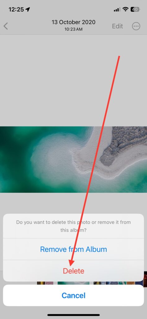 choose Delete from the popup that will appear