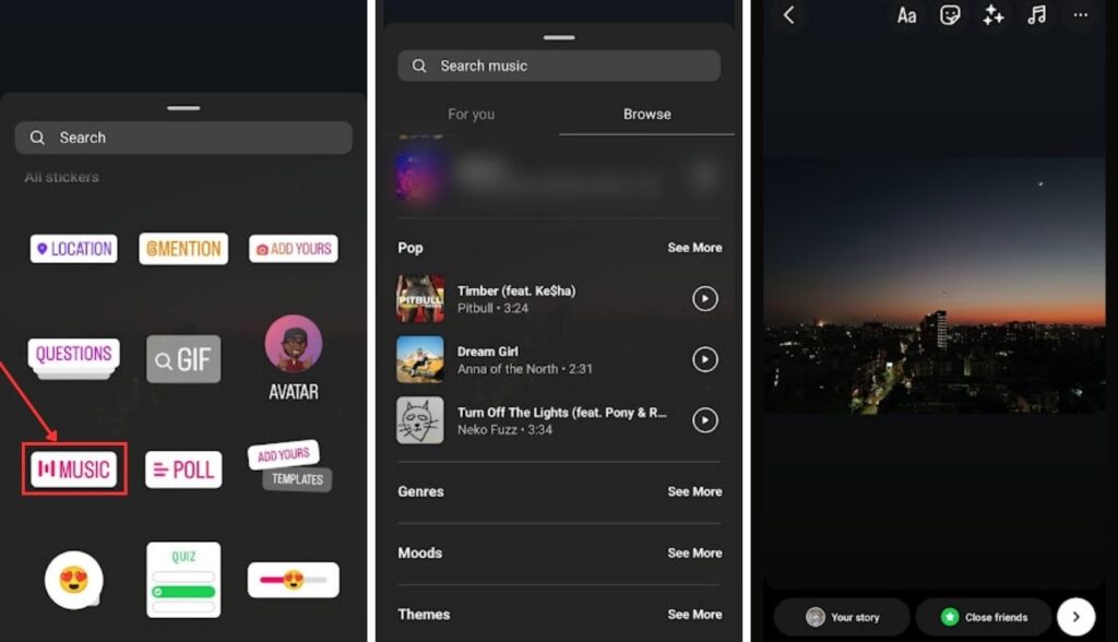How to add music to your Instagram story