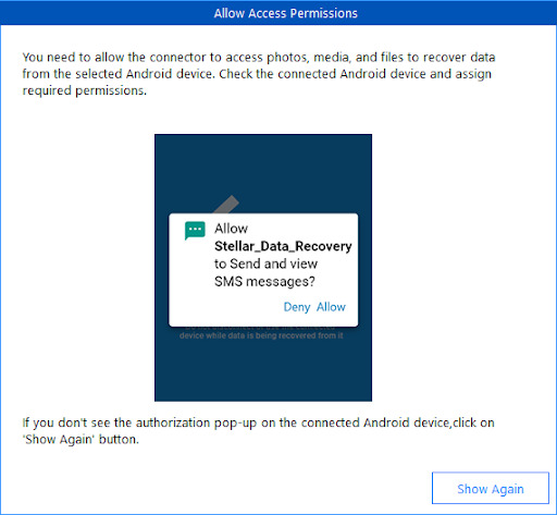 After granting permissions a dialog box appears