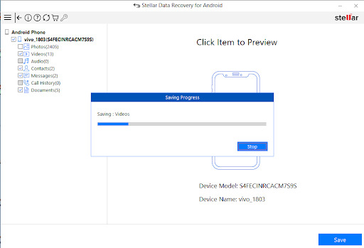 Select the files you want to recover and click “save”