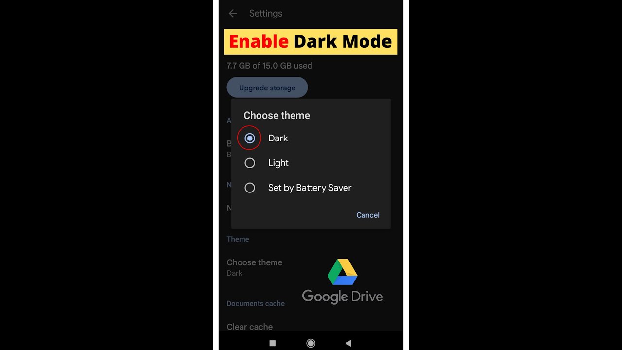 Google Dark Mode on Android